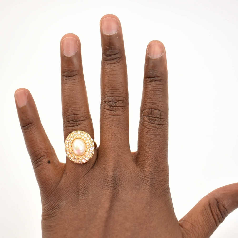 DIOR Swarovski Crystal & Fantasy Pearl Ring (mn) - Picture 7 of 7